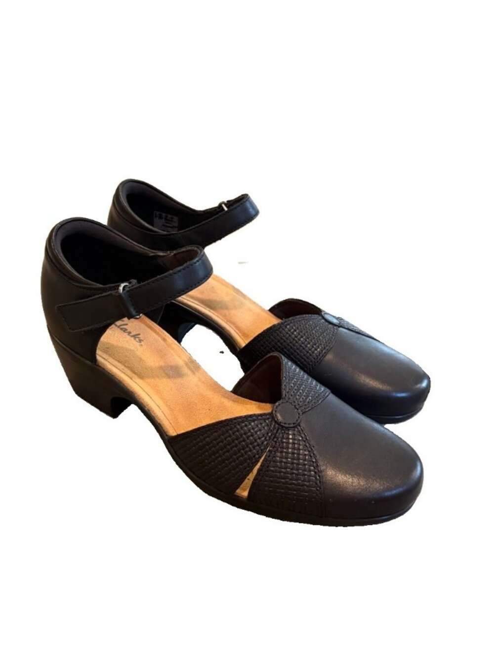 Clarks Size 10 M Emily Rae Black Ankle Strap  Pumps Leather Shoes NEW NO BOX